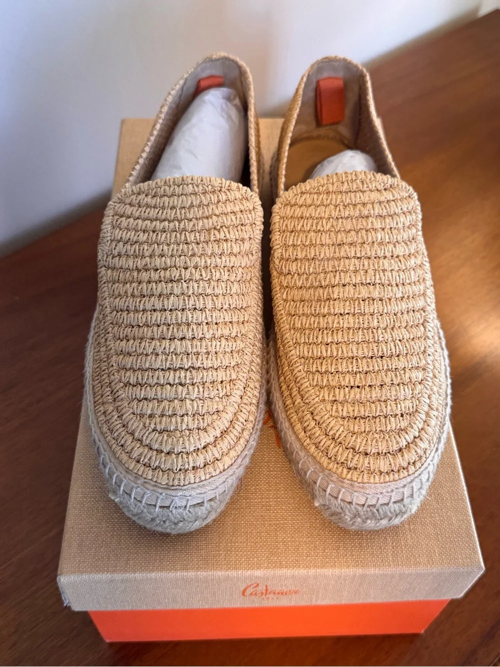 NIB Castañer Joaquin Natural Raffia Espadrille Loafers Men’s 42 US 8